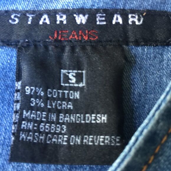 Starwear Jeans Denim Mini Dress Vintage Embroidered Laced Neckline Side Zipper S - Picture 6 of 16